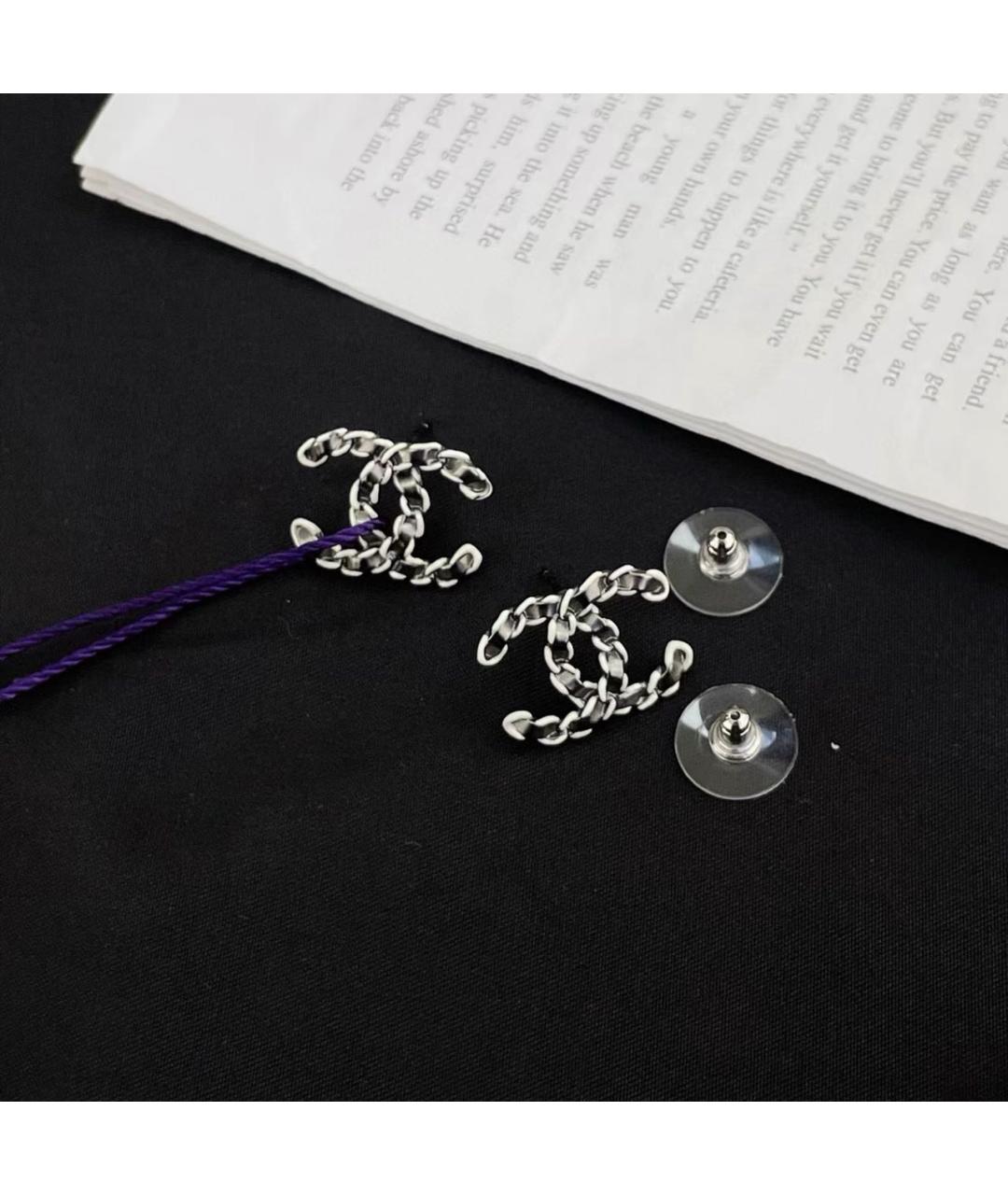 CHANEL Черные металлические серьги, фото 3