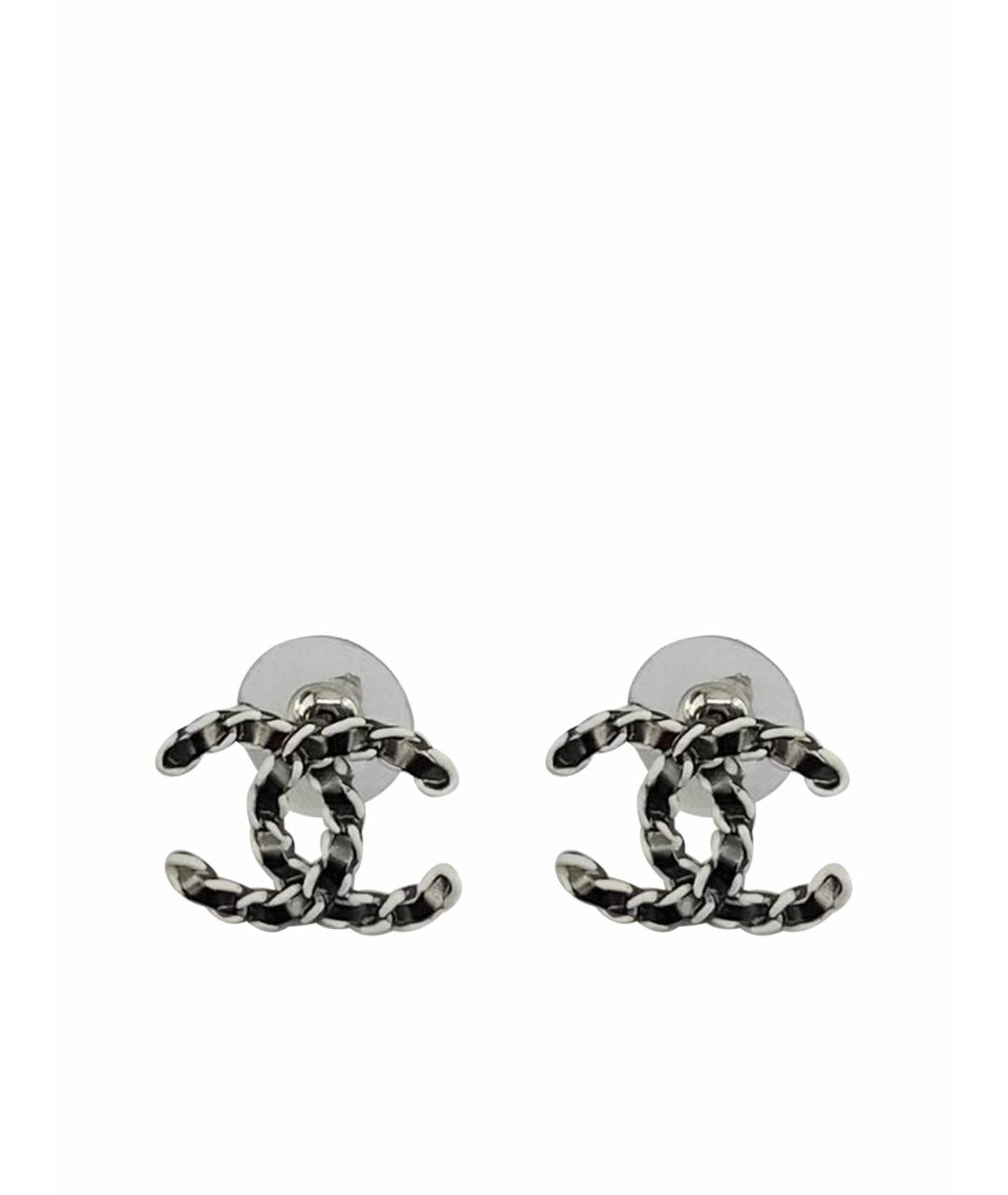 CHANEL Черные металлические серьги, фото 1