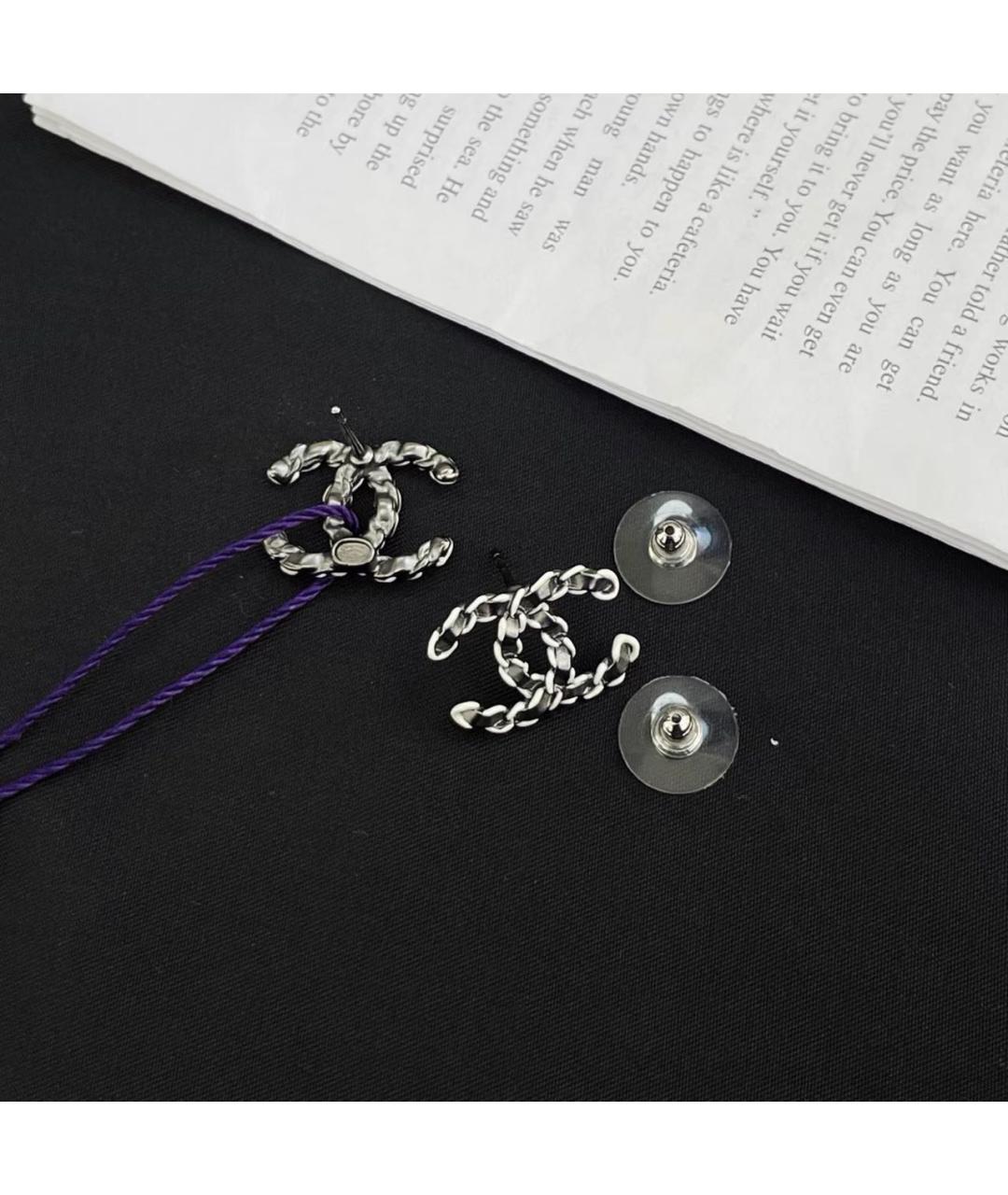 CHANEL Черные металлические серьги, фото 4