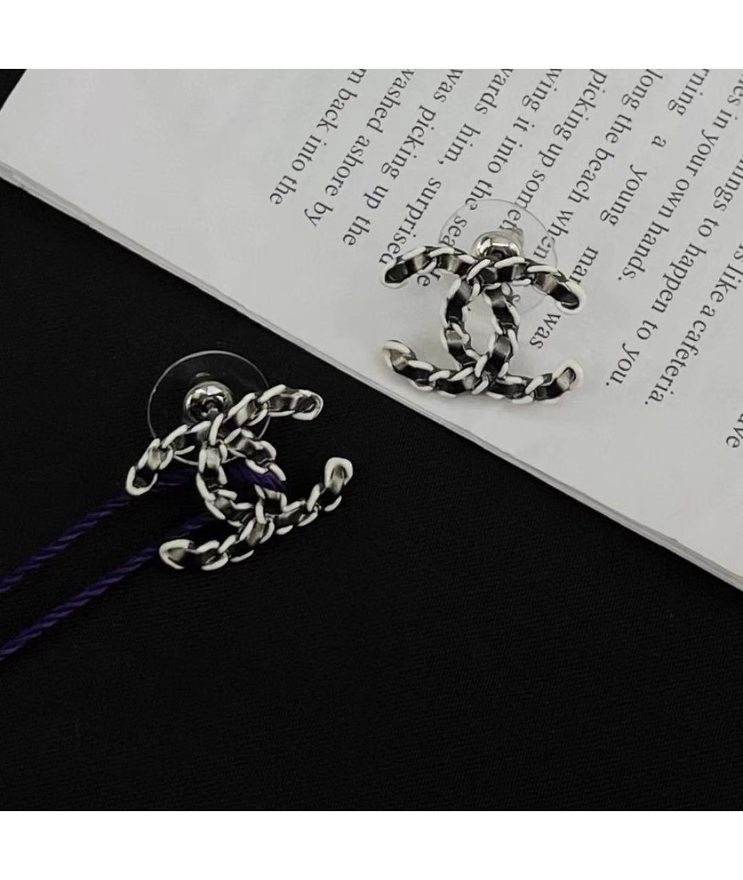 CHANEL Черные металлические серьги, фото 5