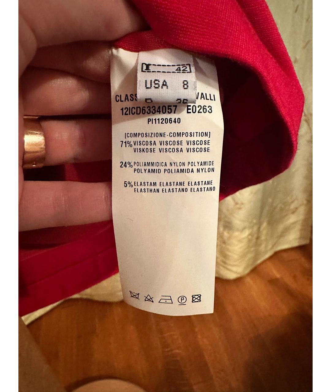 CAVALLI CLASS Красное хлопковое вечернее платье, фото 5