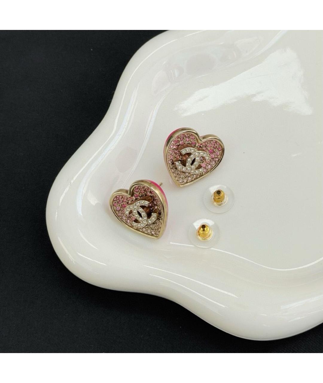 CHANEL Розовые металлические серьги, фото 5