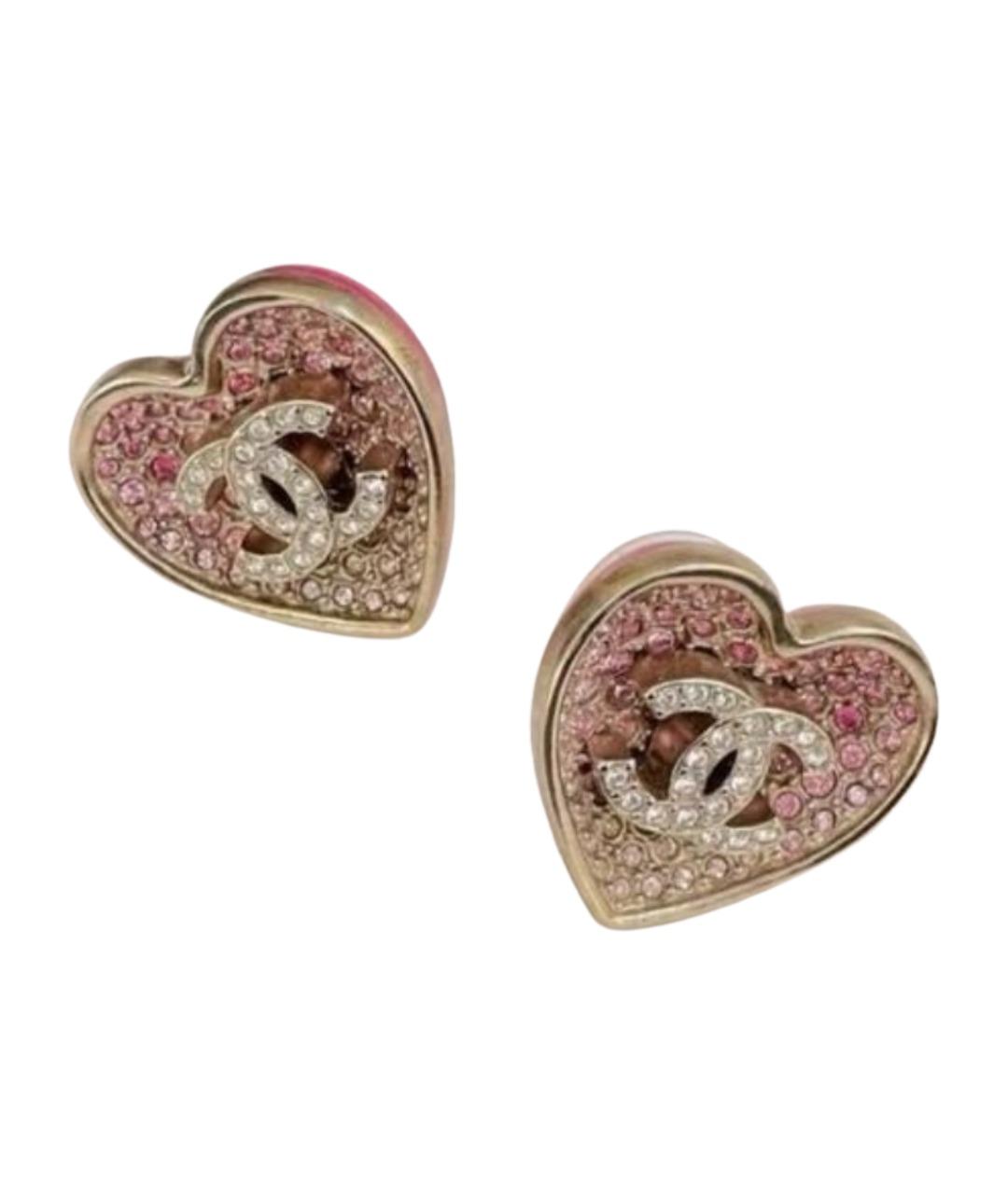 CHANEL Розовые металлические серьги, фото 1