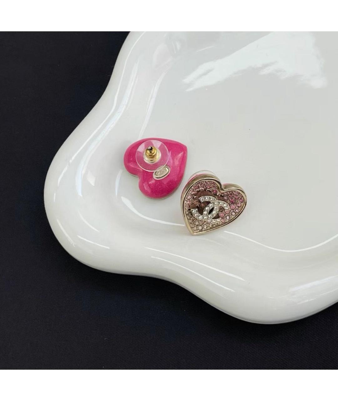 CHANEL Розовые металлические серьги, фото 2