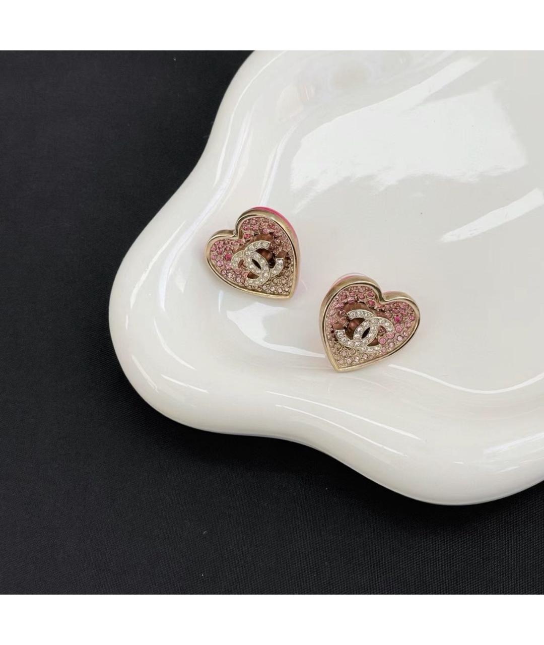 CHANEL Розовые металлические серьги, фото 6