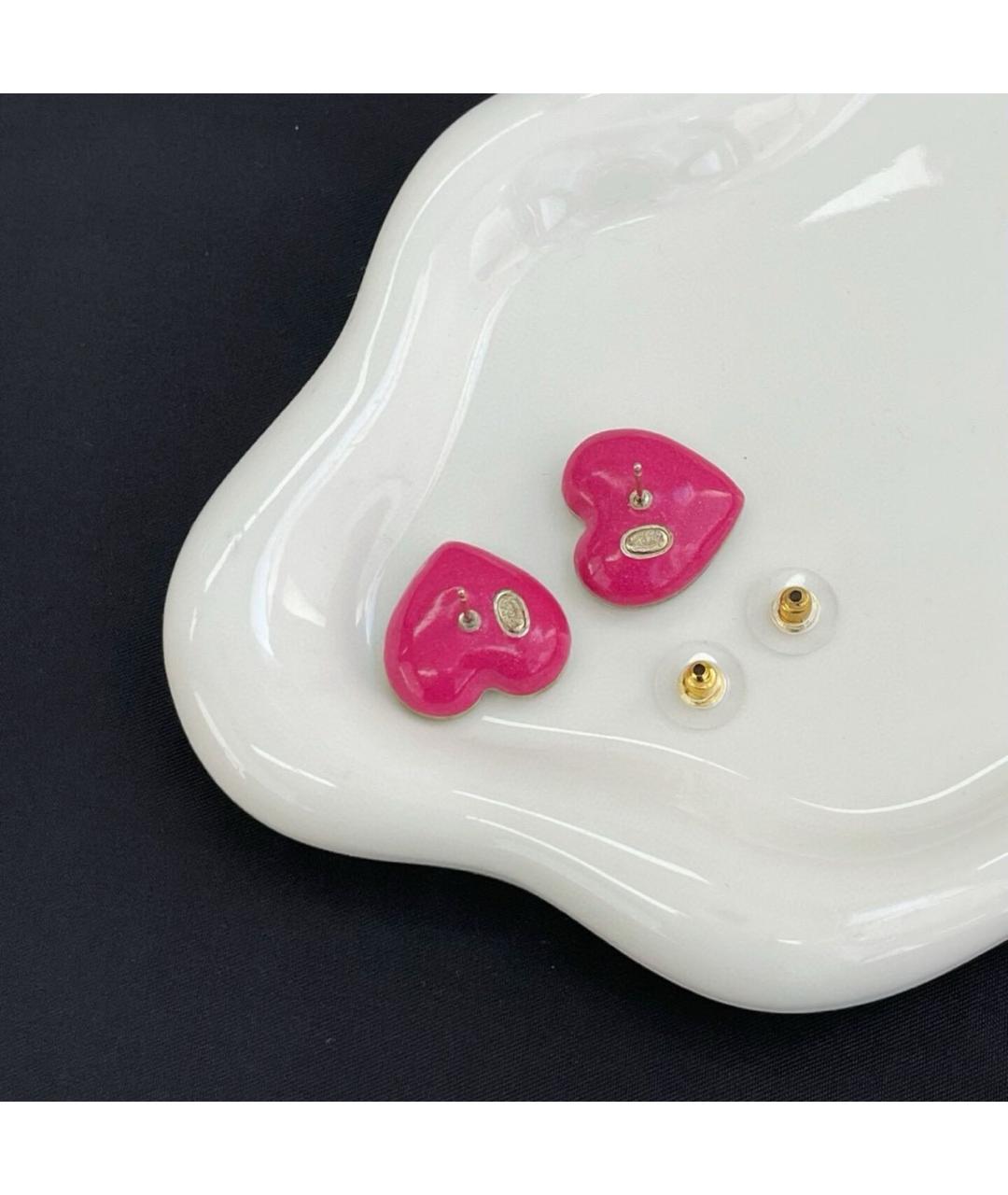 CHANEL Розовые металлические серьги, фото 4