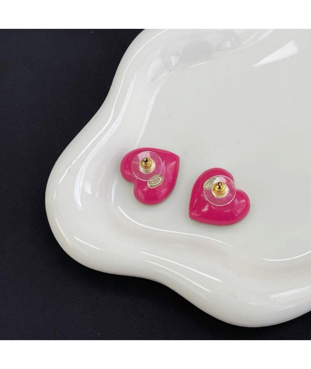 CHANEL Розовые металлические серьги, фото 3