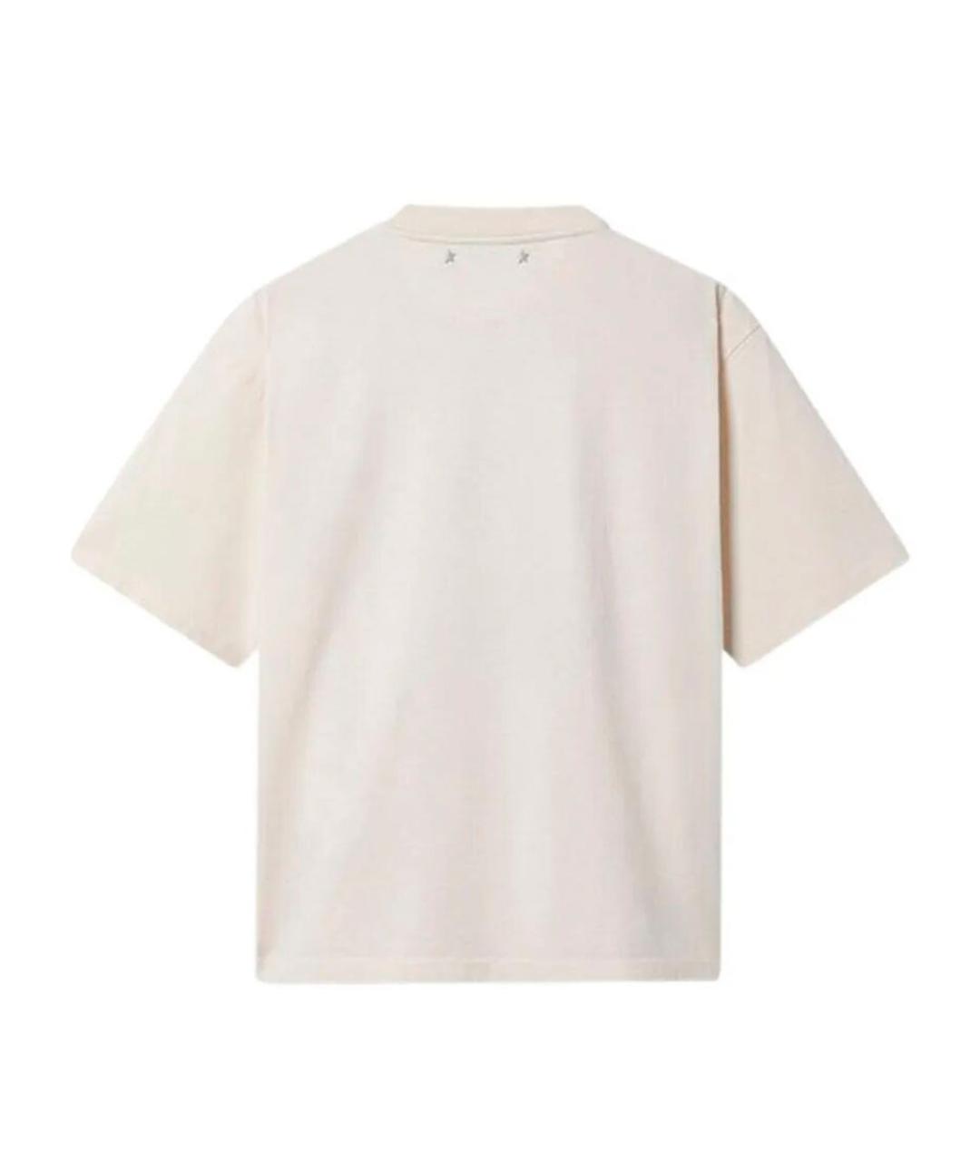 GOLDEN GOOSE DELUXE BRAND Бежевая хлопковая футболка, фото 2