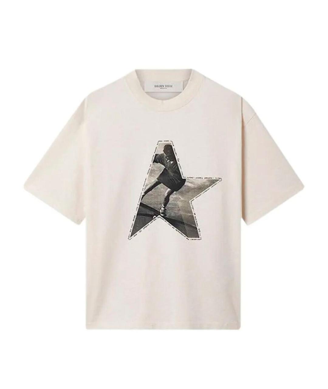 GOLDEN GOOSE DELUXE BRAND Бежевая хлопковая футболка, фото 1