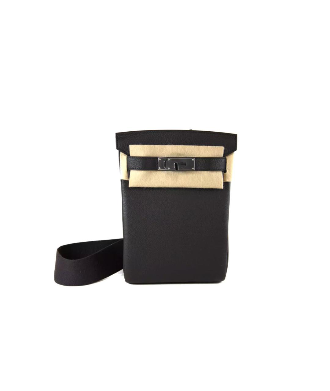 HERMES Черная кожаная сумка на плечо, фото 9