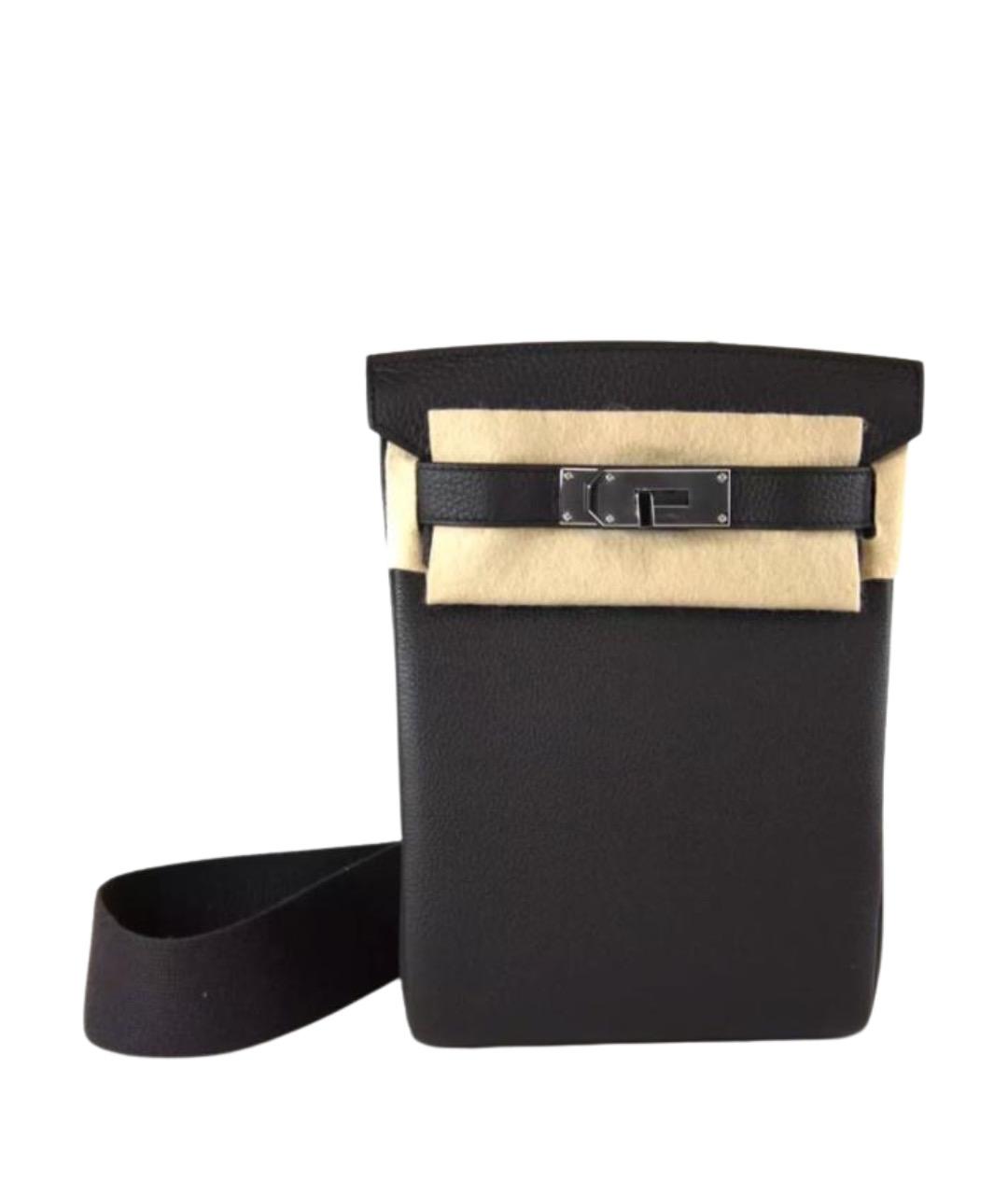 HERMES Черная кожаная сумка на плечо, фото 1