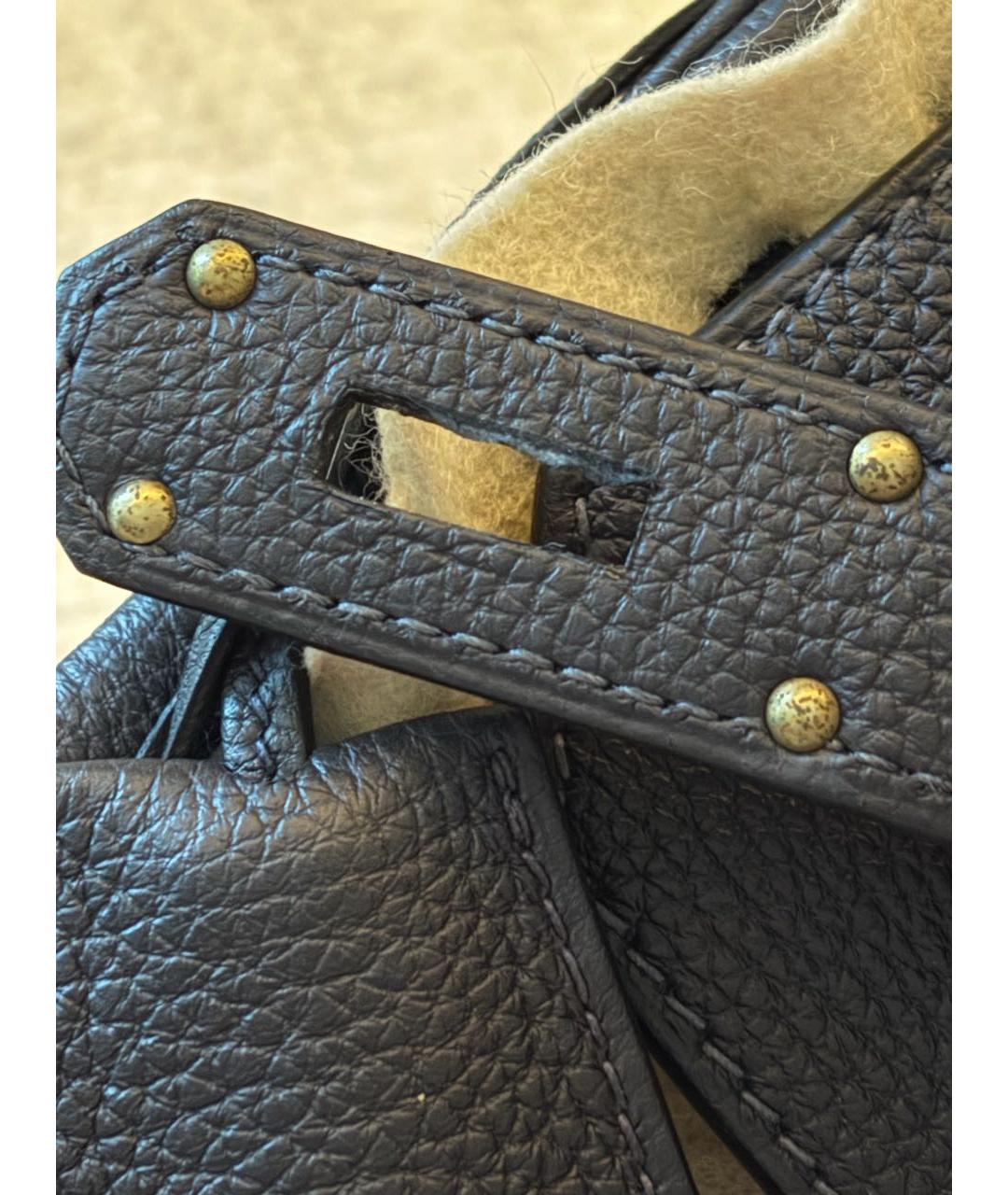 HERMES Черная кожаная сумка на плечо, фото 5