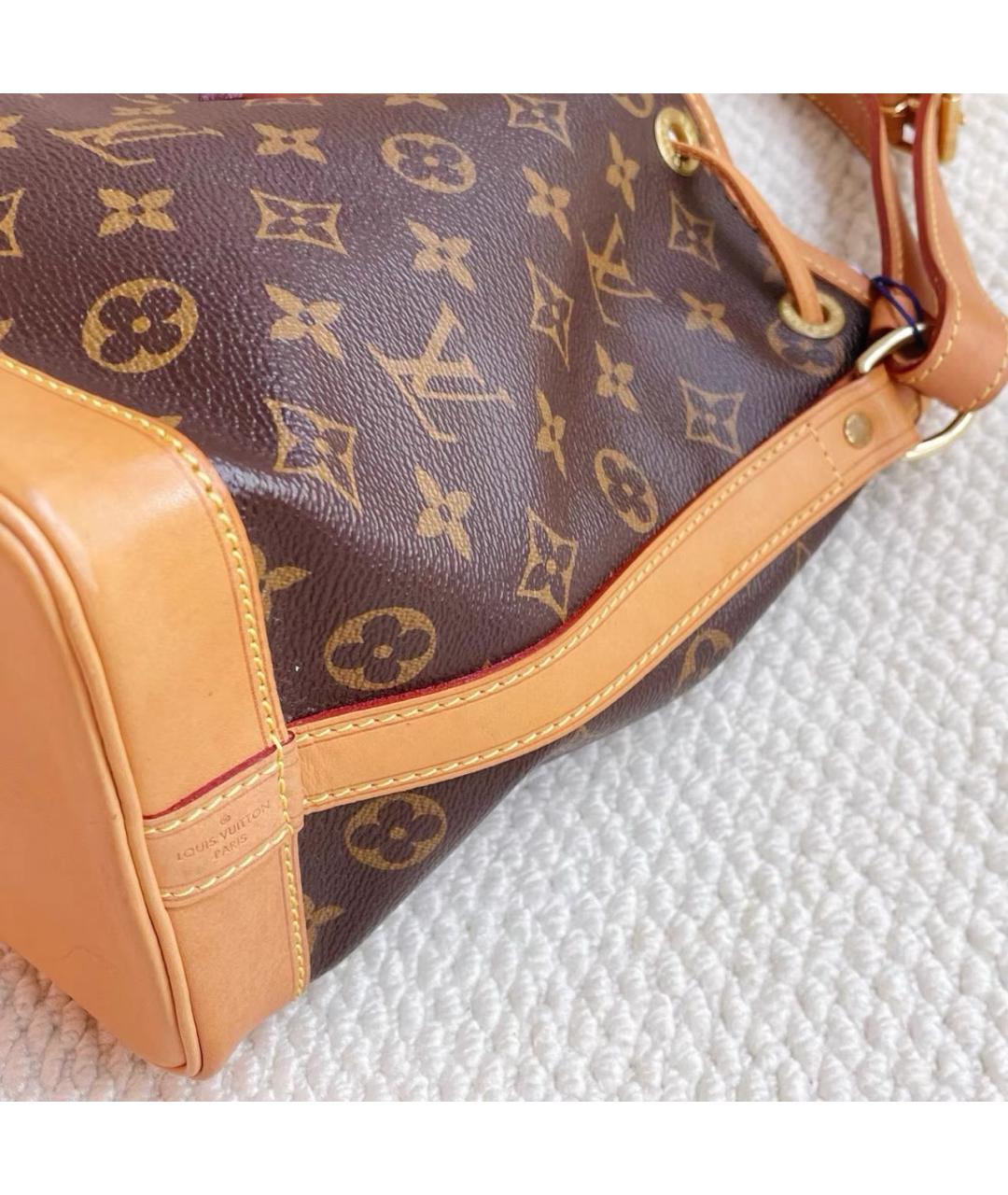 LOUIS VUITTON Коричневая кожаная сумка тоут, фото 7