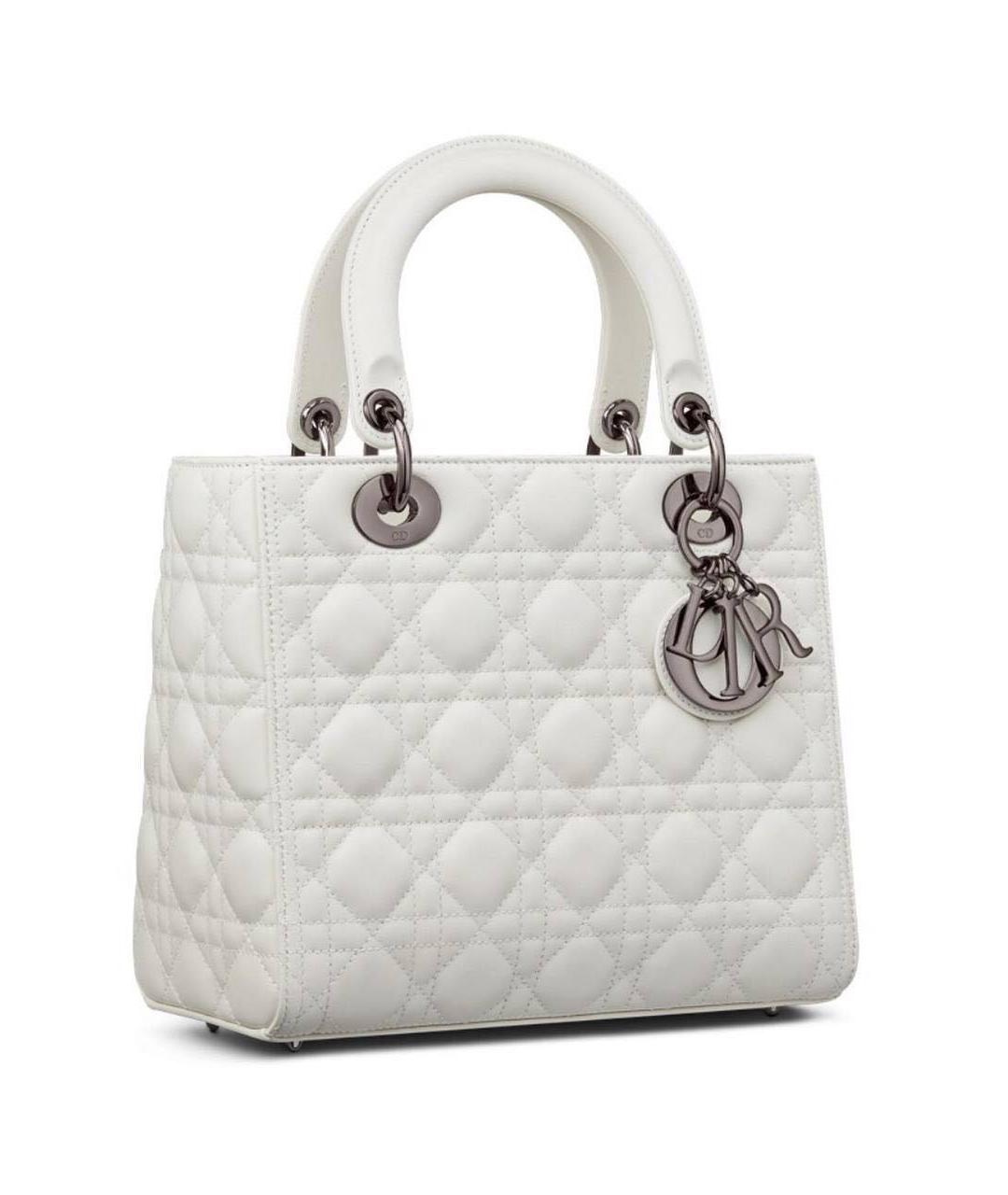 CHRISTIAN DIOR Белая кожаная сумка с короткими ручками, фото 1