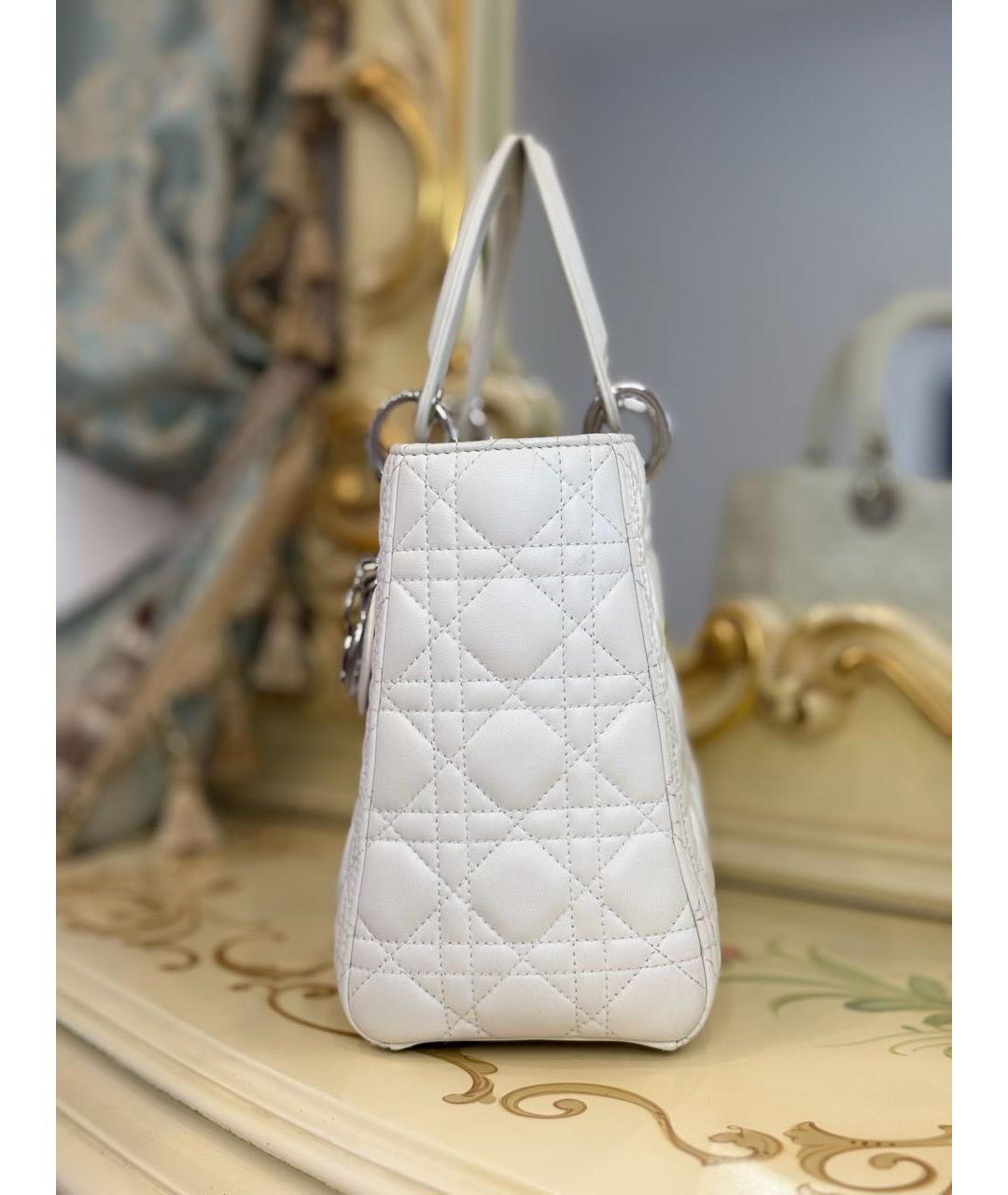 CHRISTIAN DIOR Белая кожаная сумка с короткими ручками, фото 5