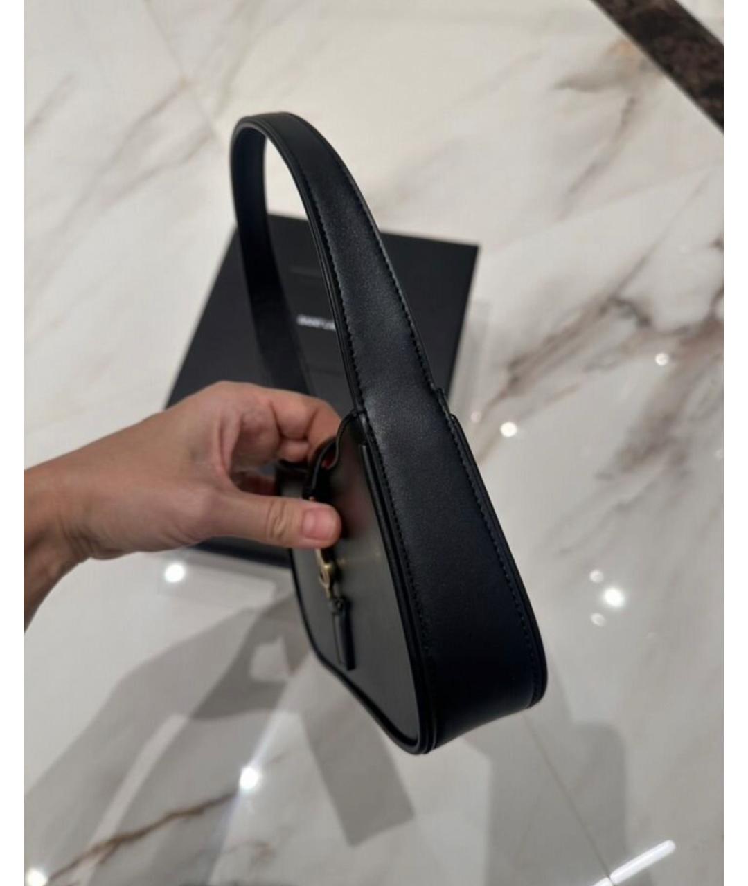 SAINT LAURENT Черная кожаная сумка с короткими ручками, фото 3