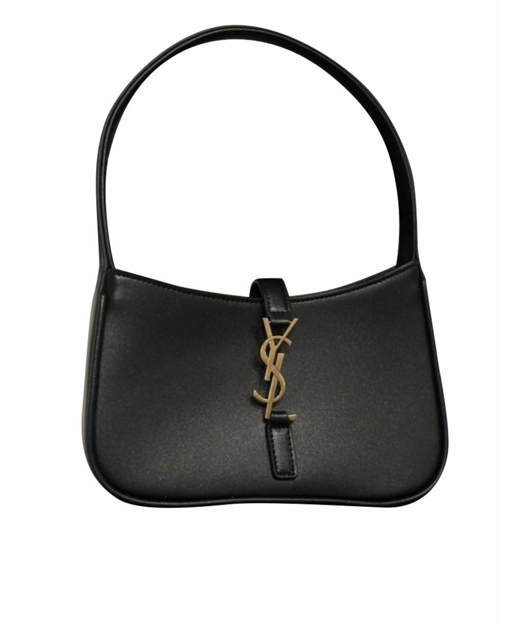 SAINT LAURENT Черная кожаная сумка с короткими ручками, фото 6