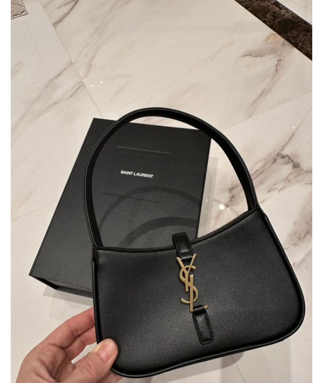 SAINT LAURENT Черная кожаная сумка с короткими ручками, фото 4