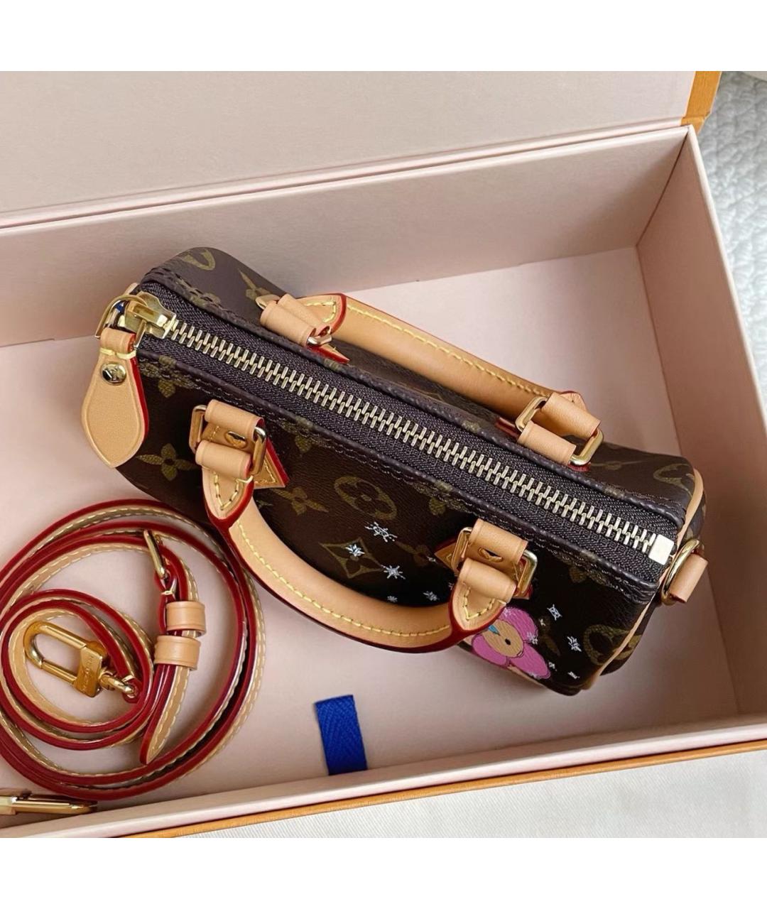 LOUIS VUITTON Коричневая кожаная сумка с короткими ручками, фото 4