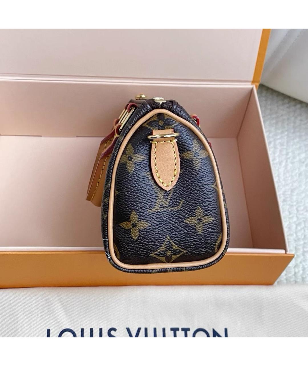 LOUIS VUITTON Коричневая кожаная сумка с короткими ручками, фото 7