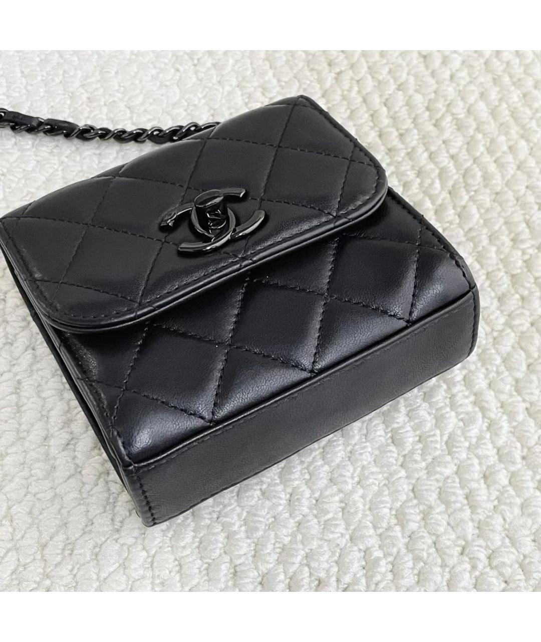 CHANEL Черная кожаная сумка через плечо, фото 4