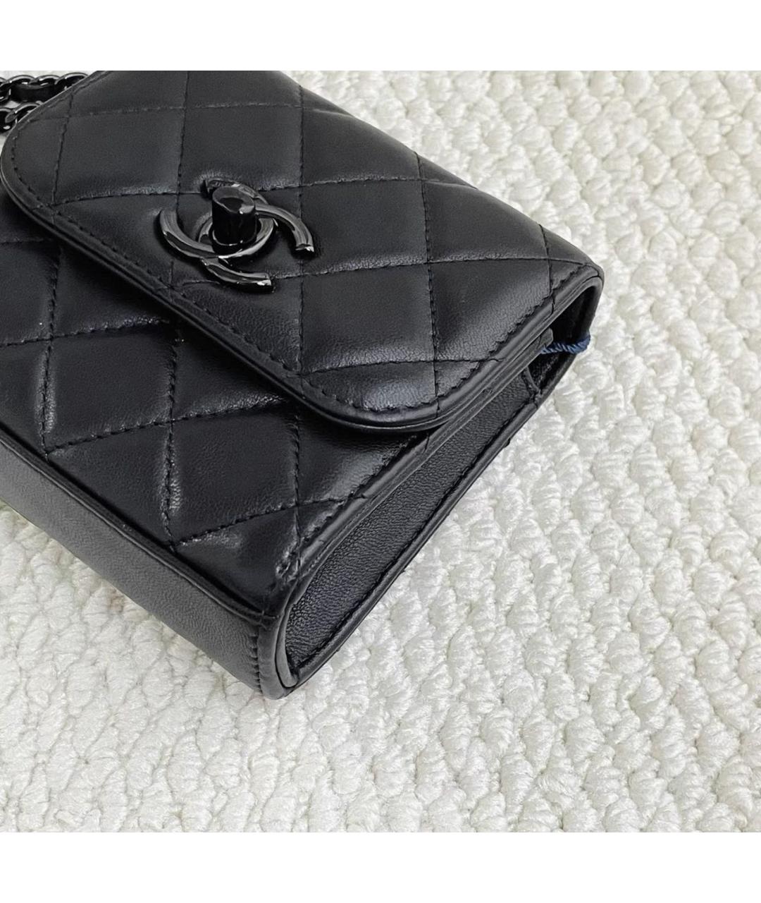 CHANEL Черная кожаная сумка через плечо, фото 5
