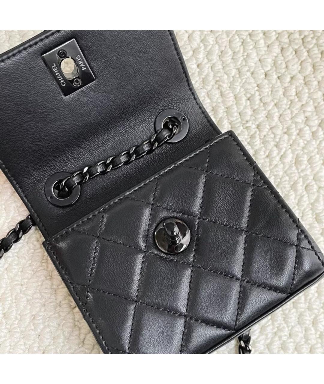 CHANEL Черная кожаная сумка через плечо, фото 8