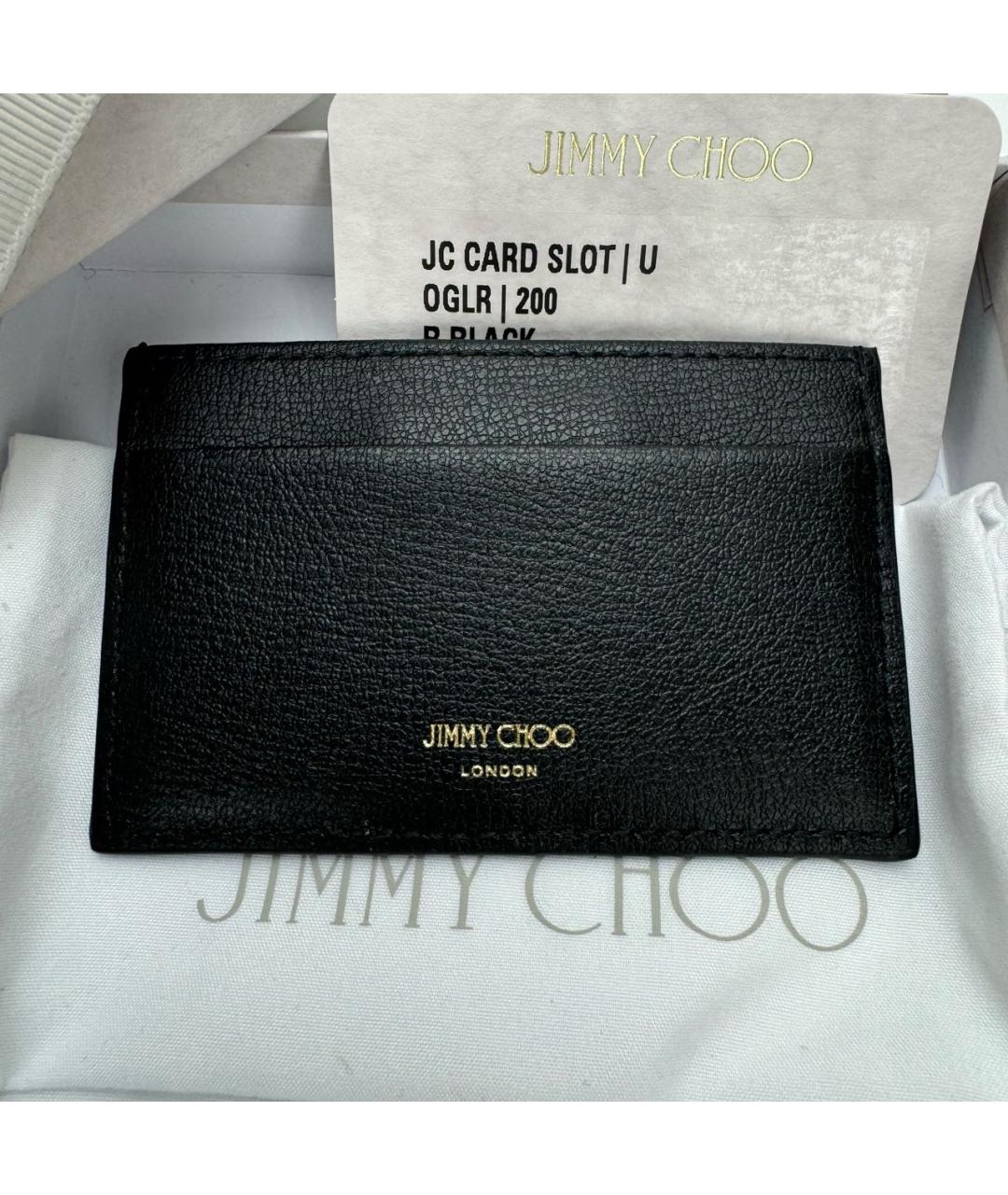 JIMMY CHOO Черная кожаная визитница, фото 2