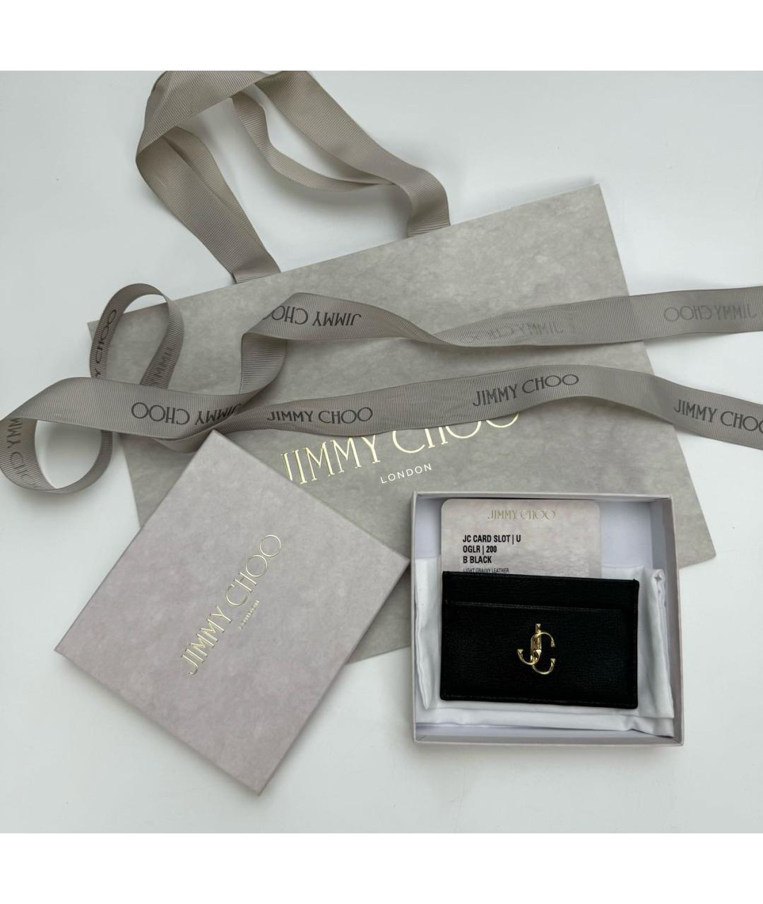 JIMMY CHOO Черная кожаная визитница, фото 6