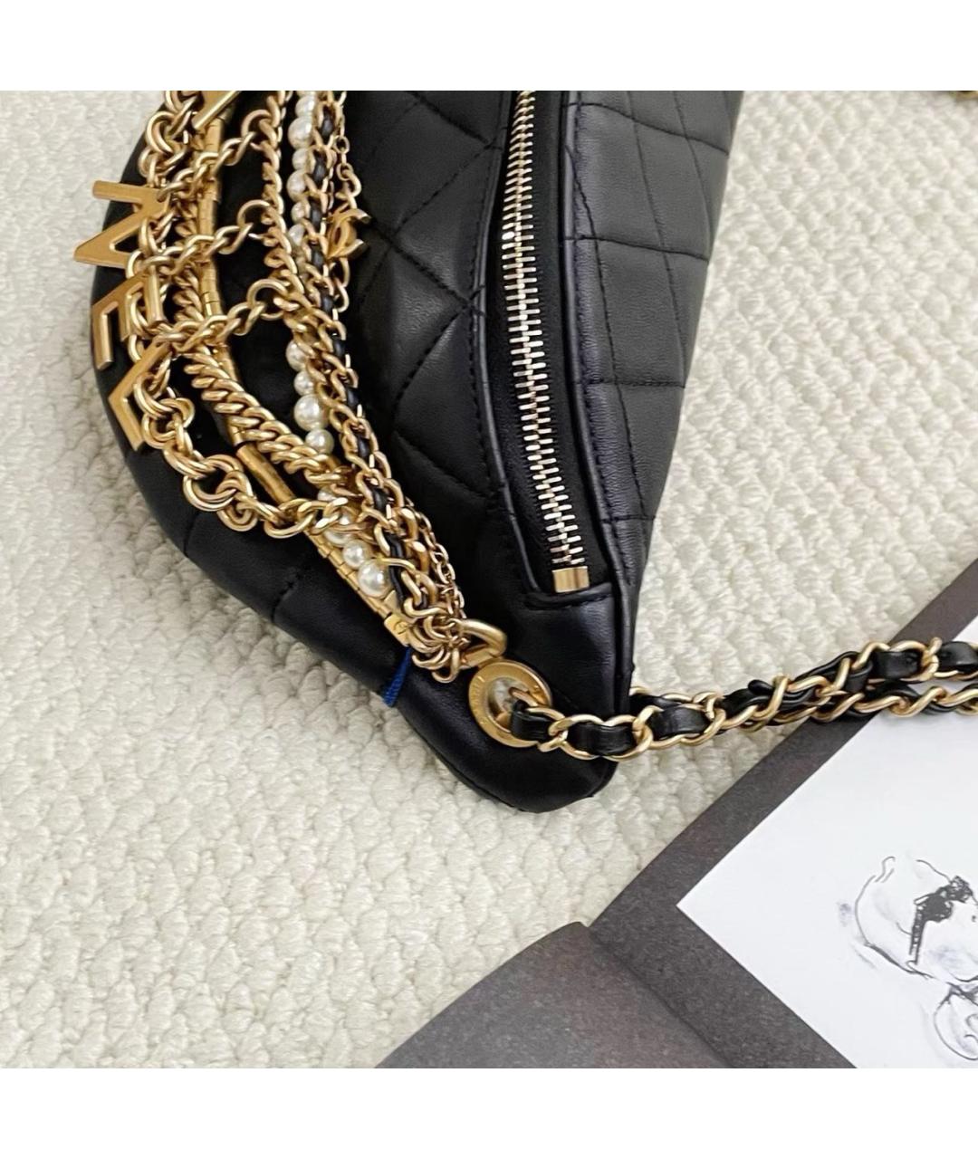 CHANEL Черная кожаная поясная сумка, фото 6