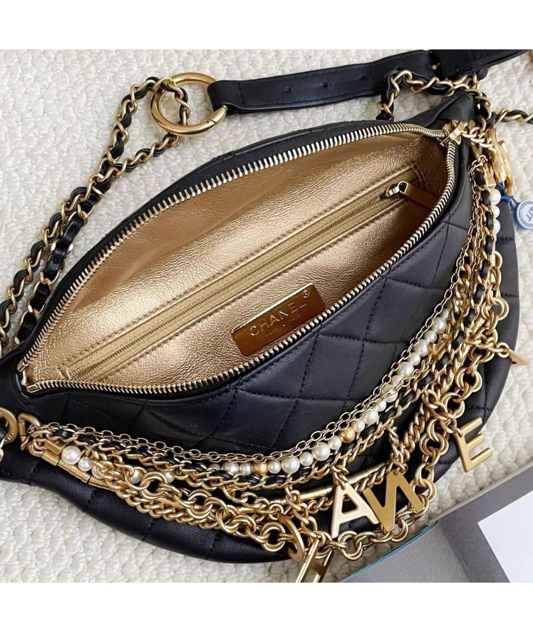 CHANEL Черная кожаная поясная сумка, фото 8