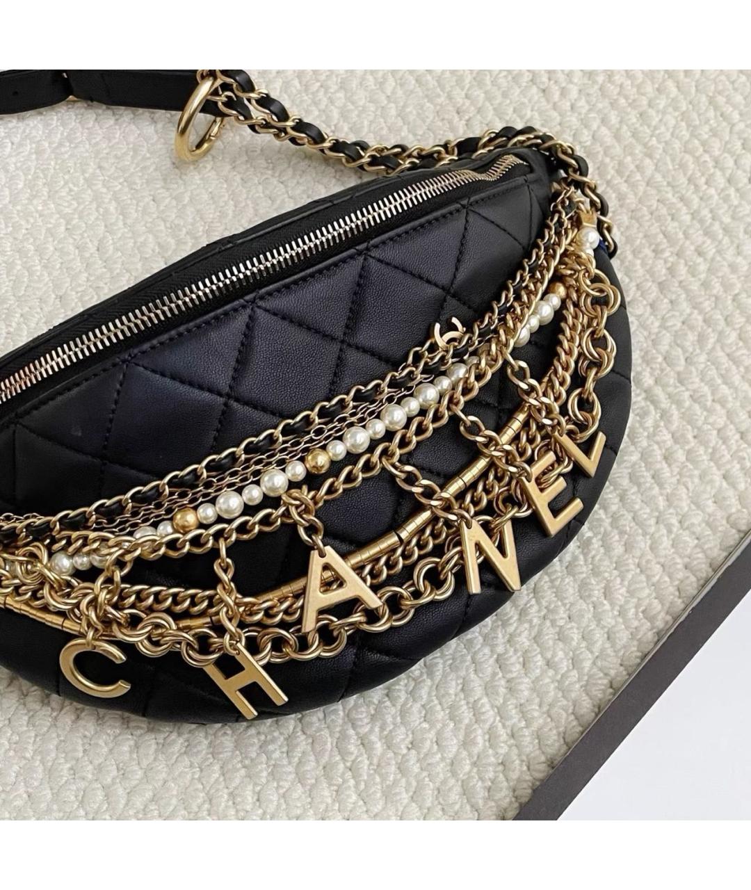 CHANEL Черная кожаная поясная сумка, фото 2