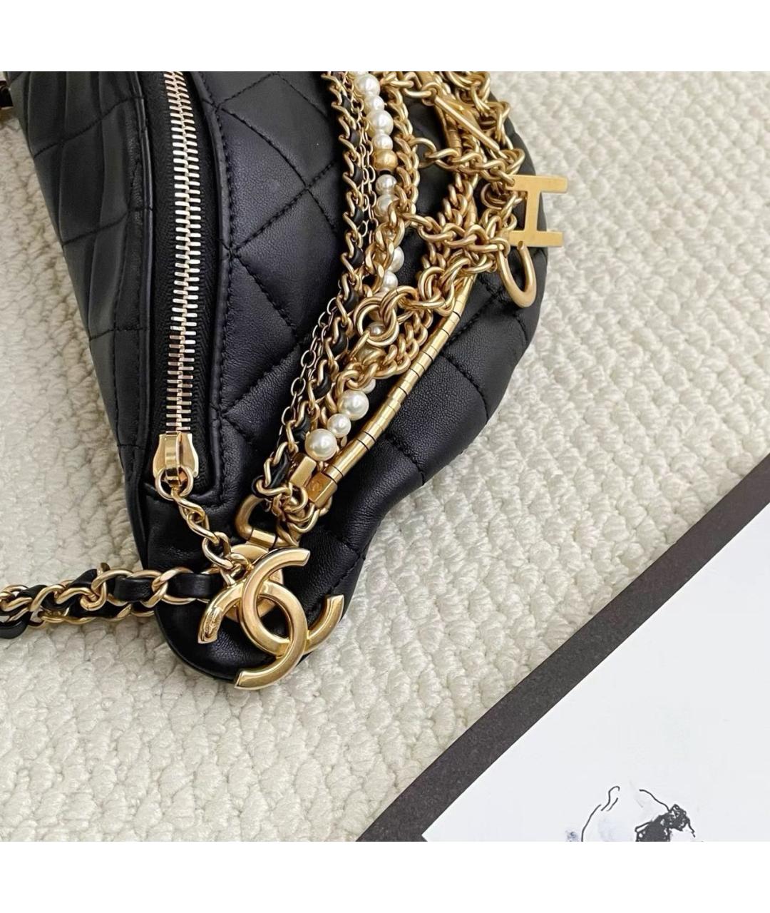 CHANEL Черная кожаная поясная сумка, фото 5