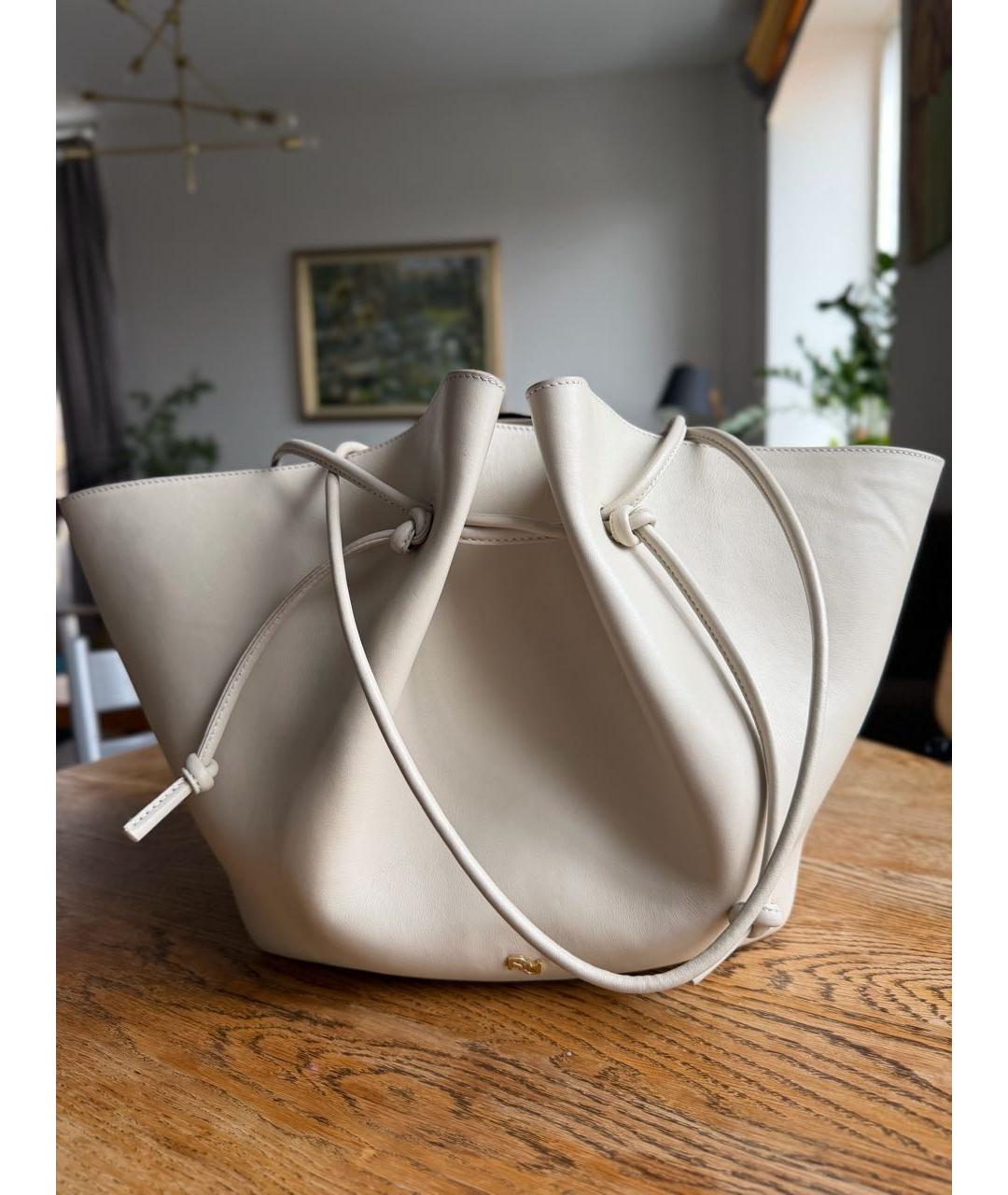 YUZEFI Бежевая кожаная сумка тоут, фото 9