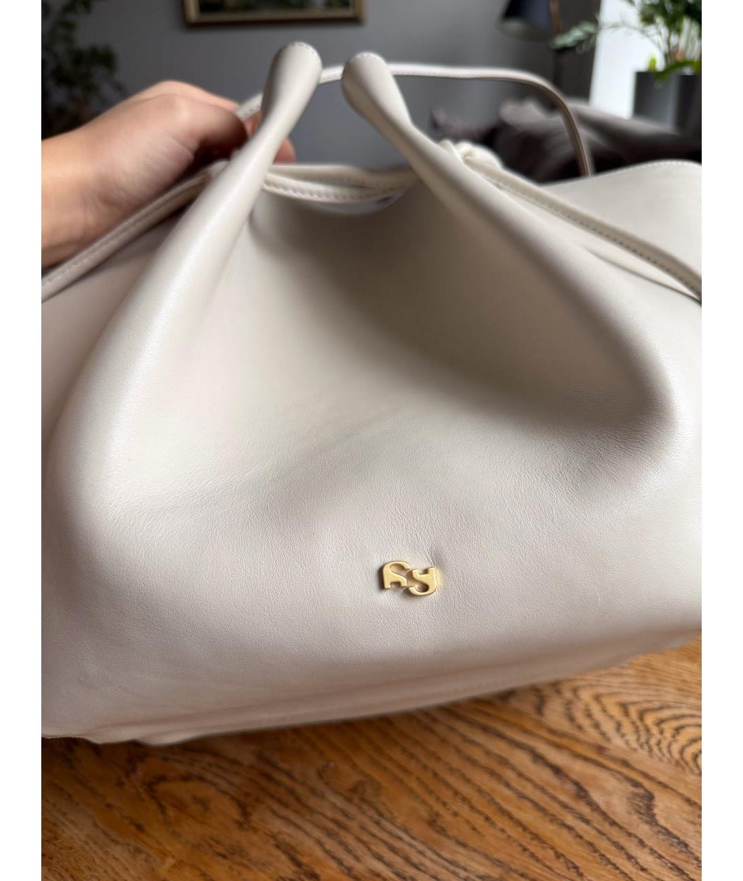 YUZEFI Бежевая кожаная сумка тоут, фото 5