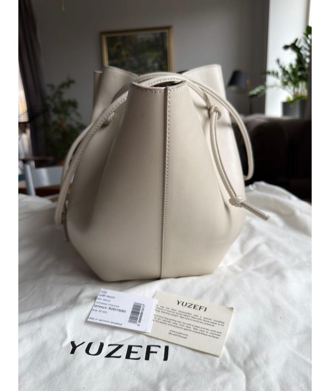 YUZEFI Бежевая кожаная сумка тоут, фото 3