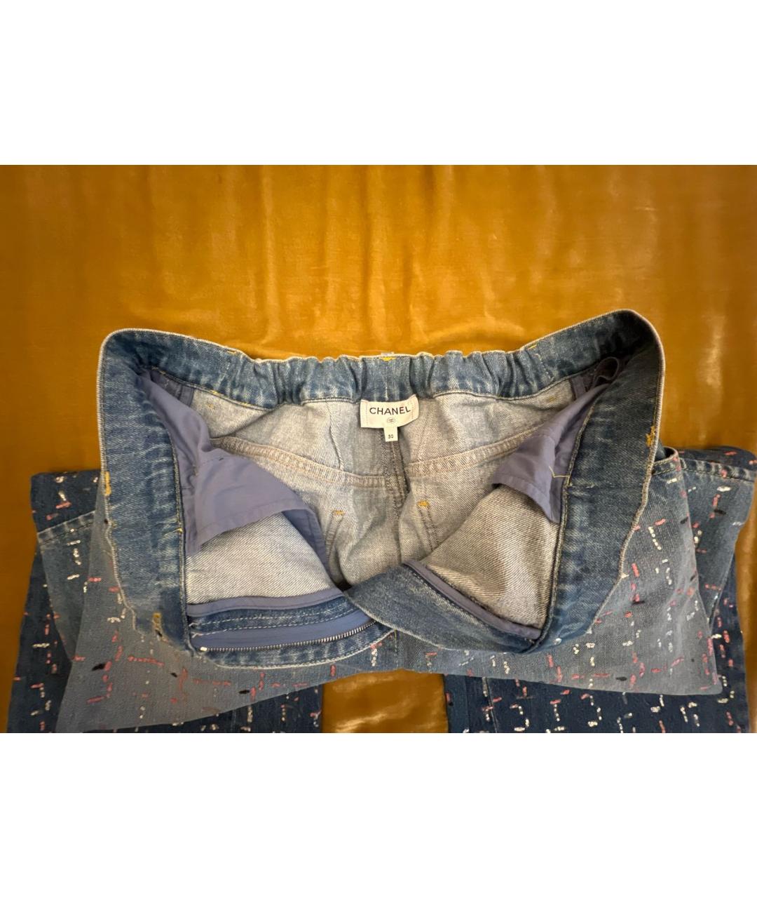 CHANEL Голубые хлопко-полиэстеровые джинсы клеш, фото 2