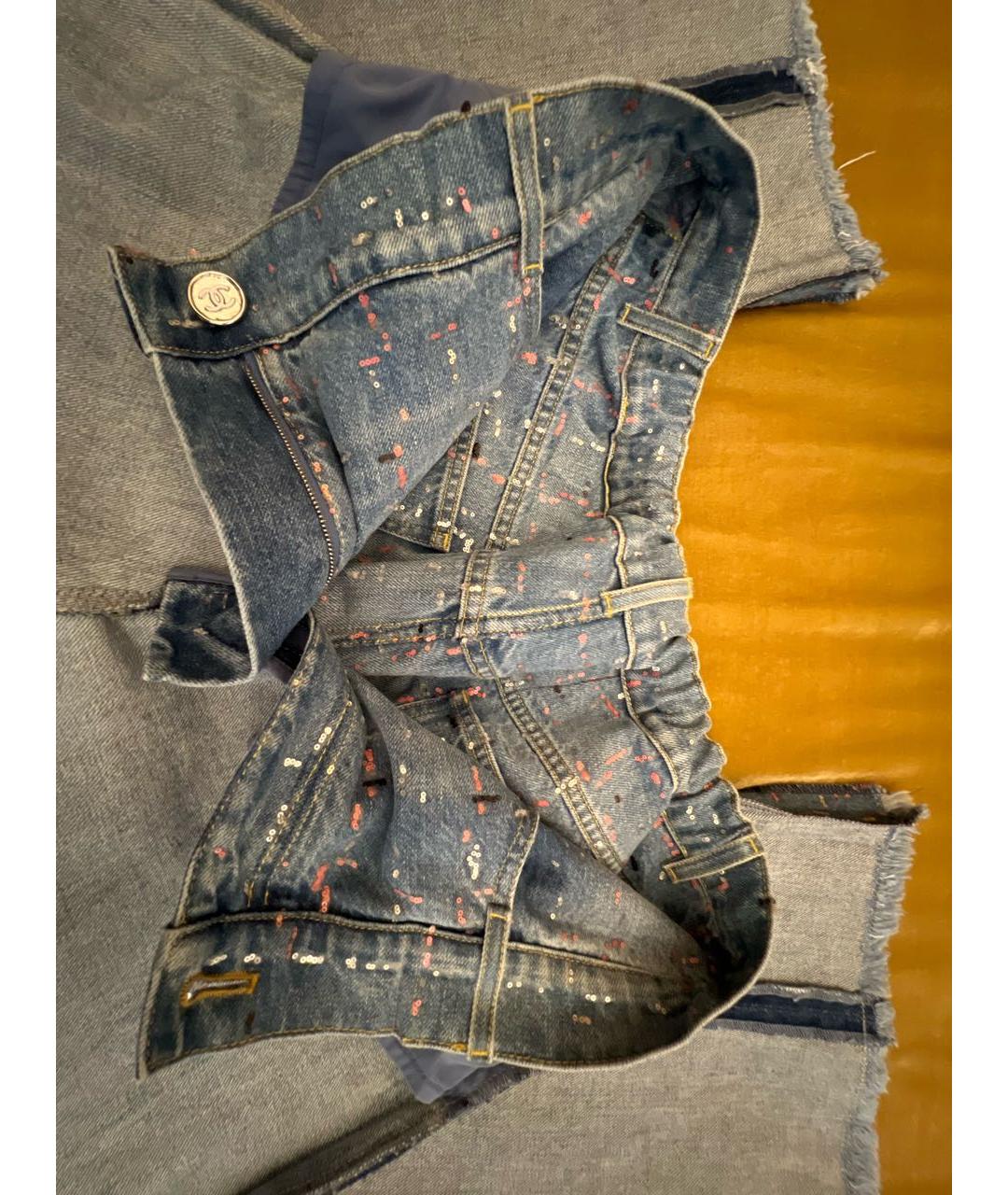 CHANEL Голубые хлопко-полиэстеровые джинсы клеш, фото 8