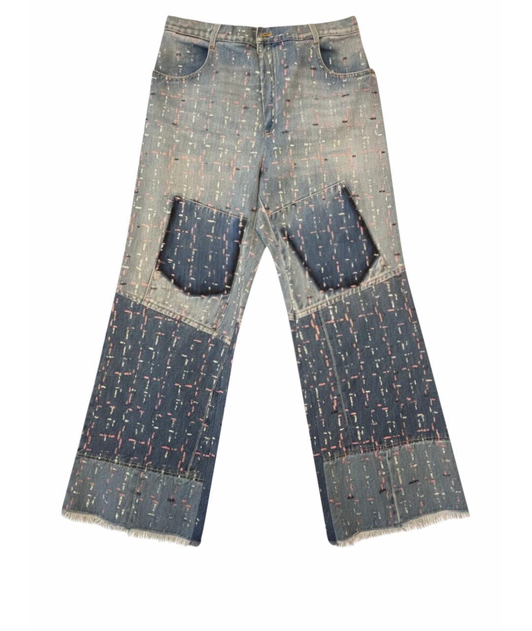 CHANEL Голубые хлопко-полиэстеровые джинсы клеш, фото 1