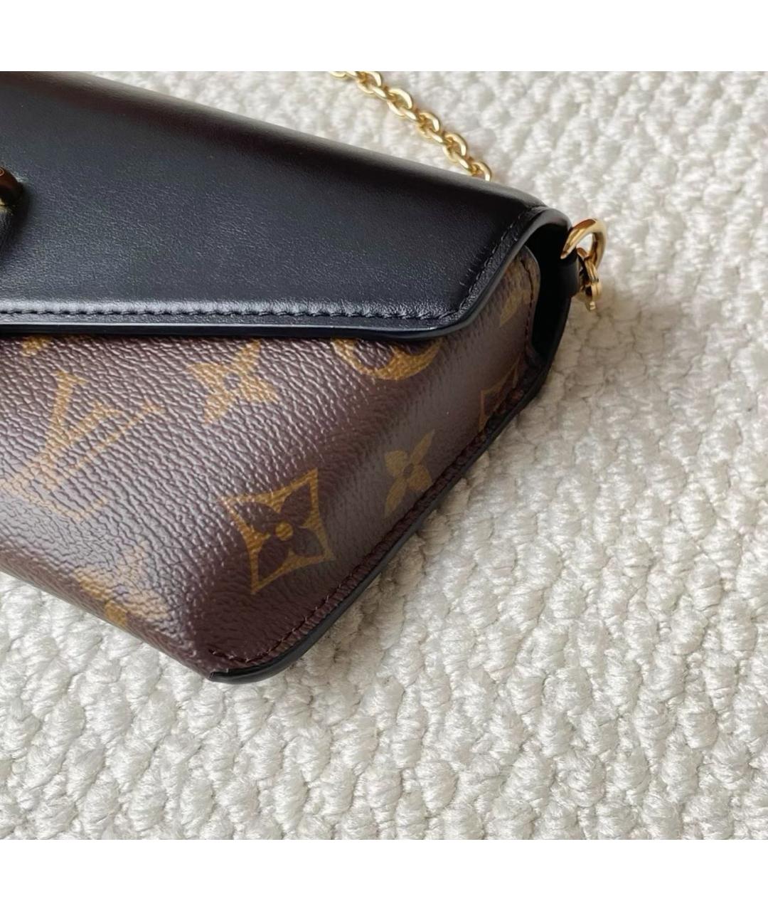 LOUIS VUITTON Черная кожаная сумка через плечо, фото 7