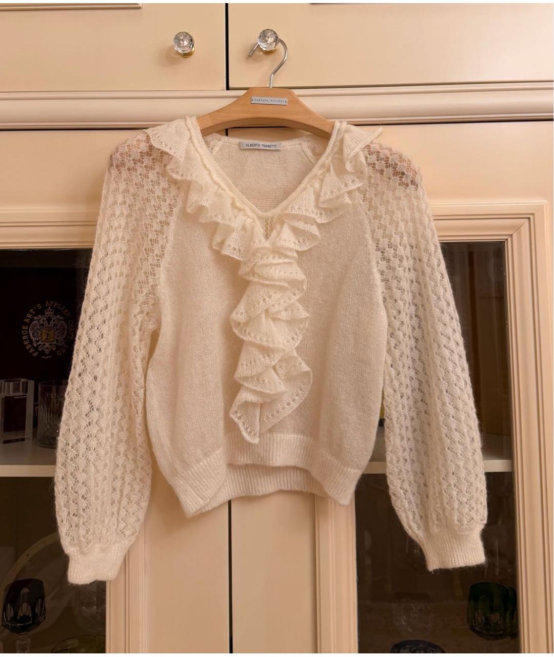 ALBERTA FERRETTI Белый шерстяной джемпер / свитер, фото 9