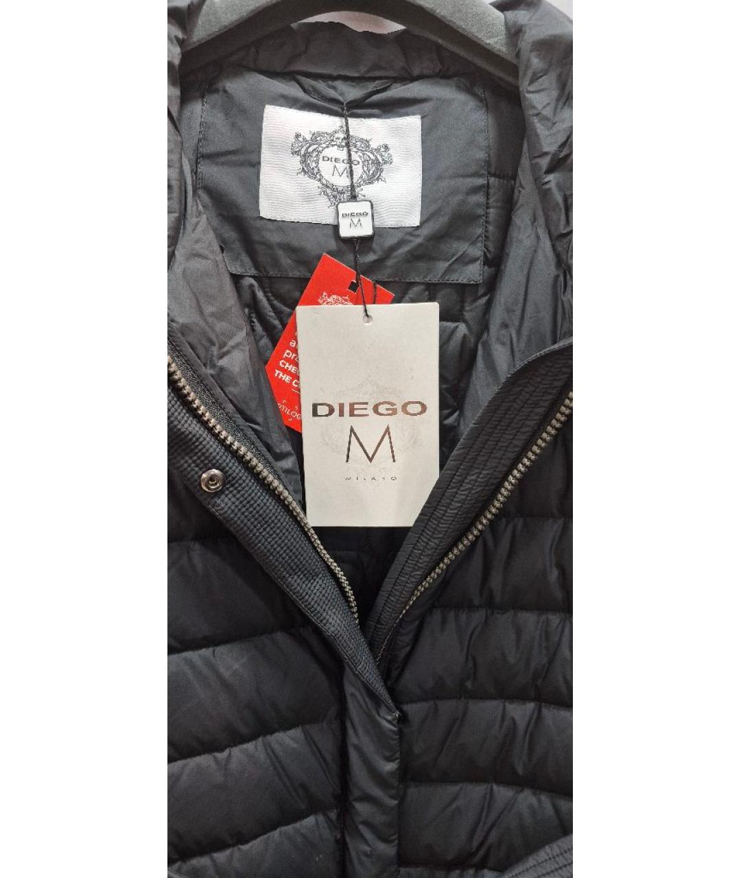 DIEGO M Черный полиэстеровый пуховик, фото 5