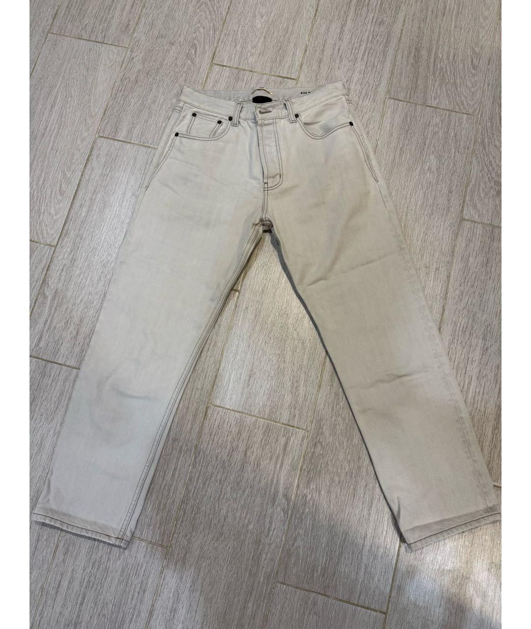 SAINT LAURENT Серые хлопковые прямые джинсы, фото 4