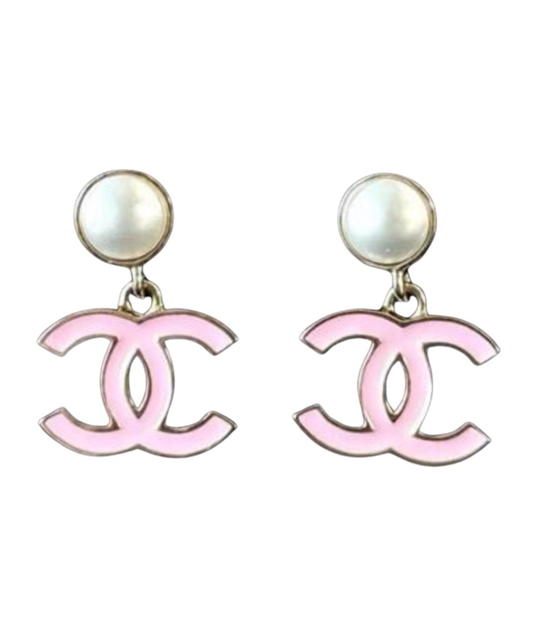 CHANEL Розовые металлические серьги, фото 1