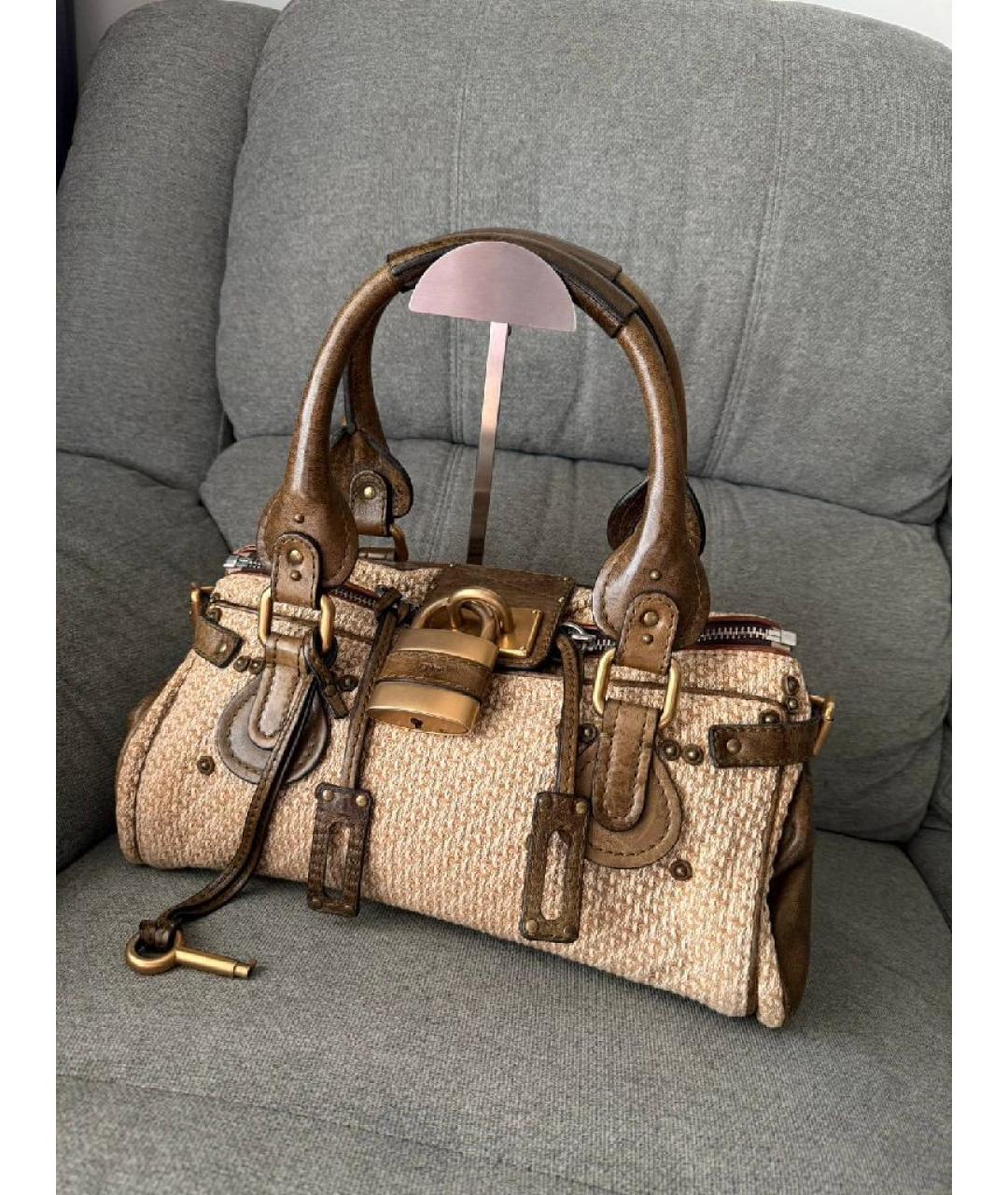 CHLOE Коричневая кожаная сумка с короткими ручками, фото 3