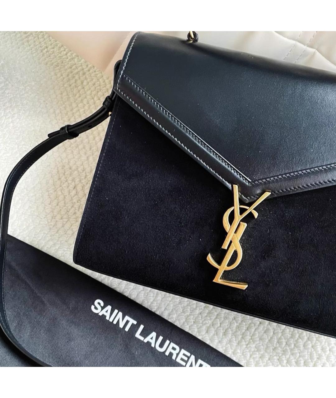 SAINT LAURENT Черная кожаная сумка через плечо, фото 2