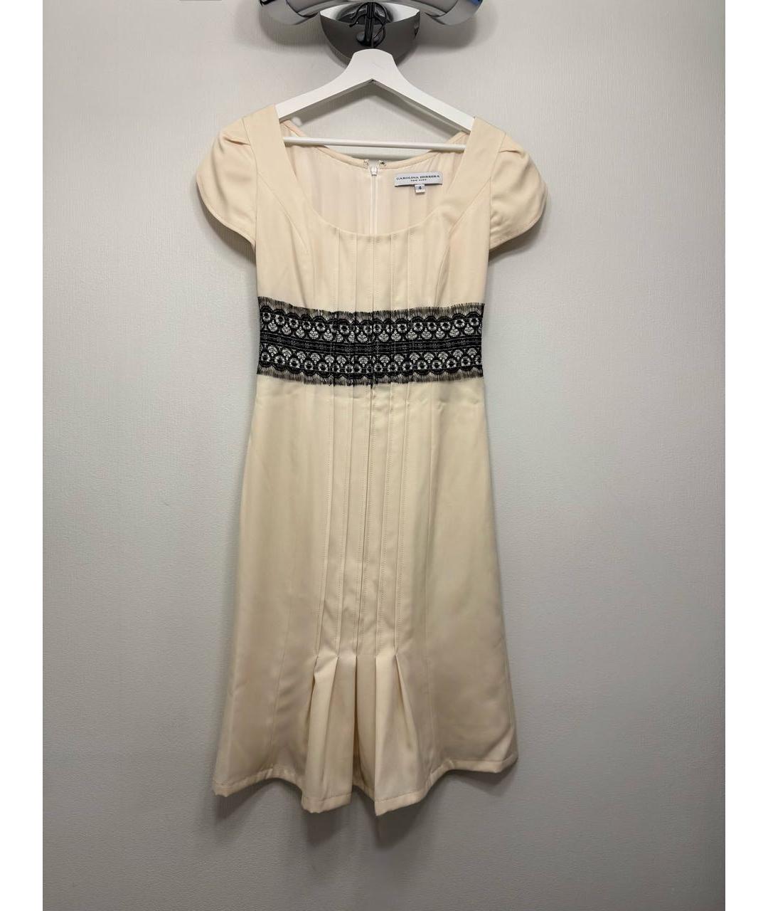 CAROLINA HERRERA Белое шелковое коктейльное платье, фото 8