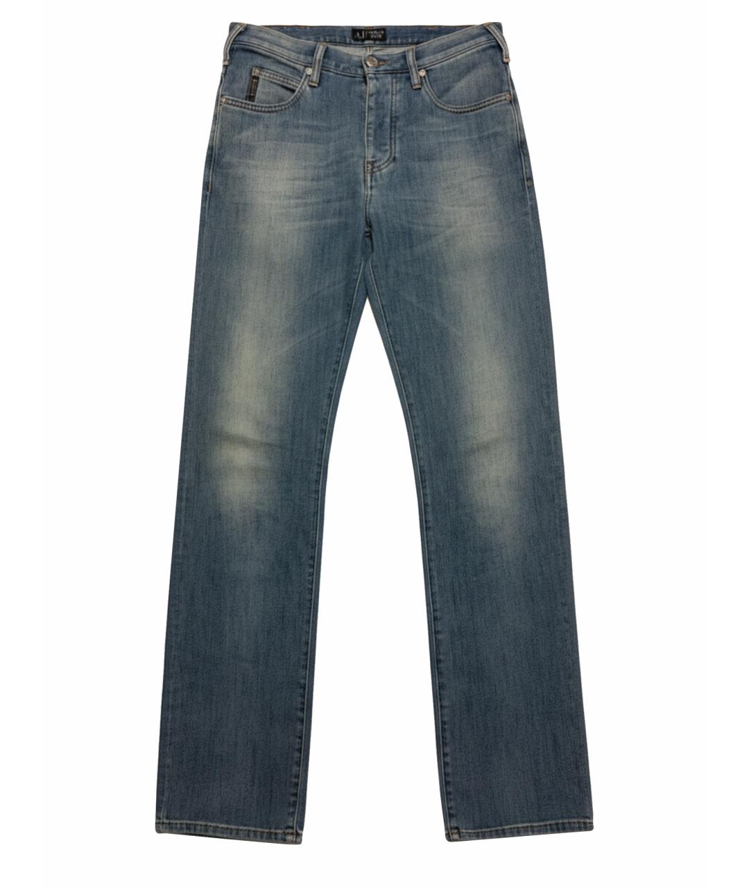 ARMANI JEANS Голубые хлопковые прямые джинсы, фото 1