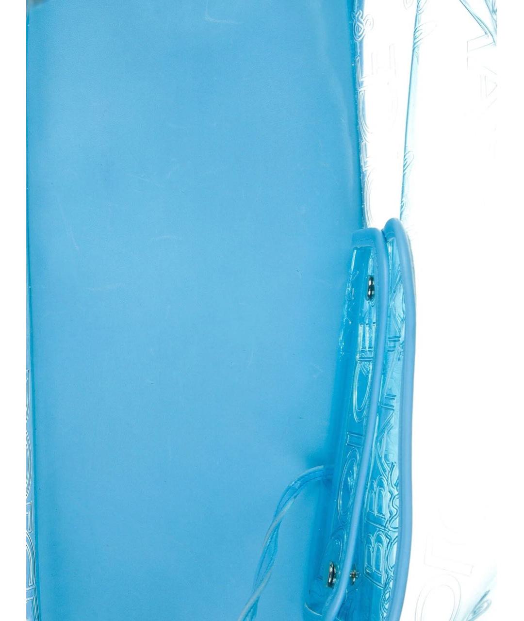 DOLCE&GABBANA Голубая кожаная пляжная сумка, фото 5