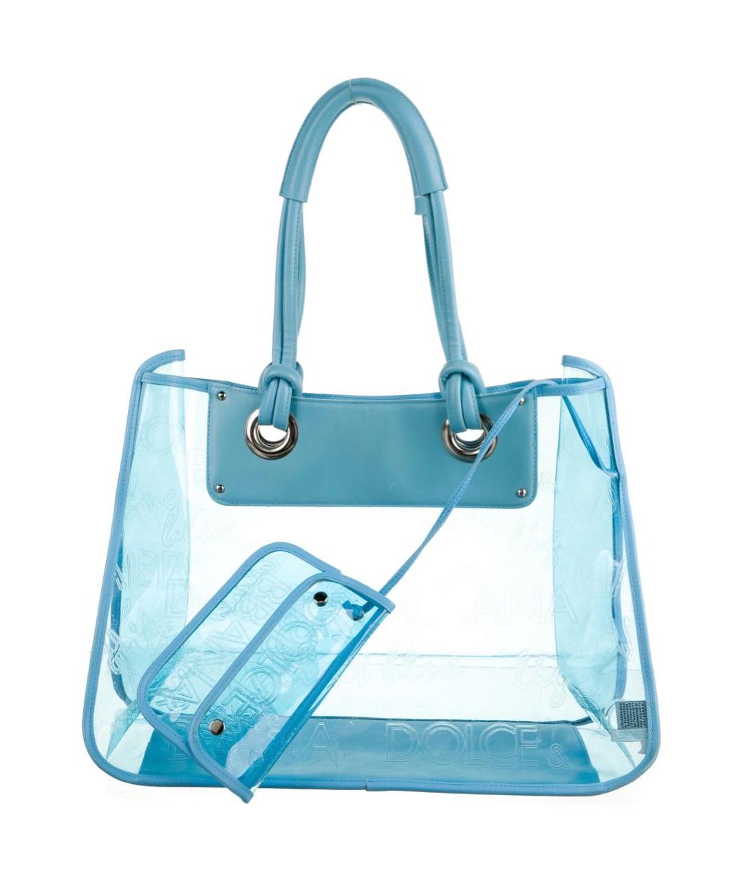 DOLCE&GABBANA Голубая кожаная пляжная сумка, фото 1